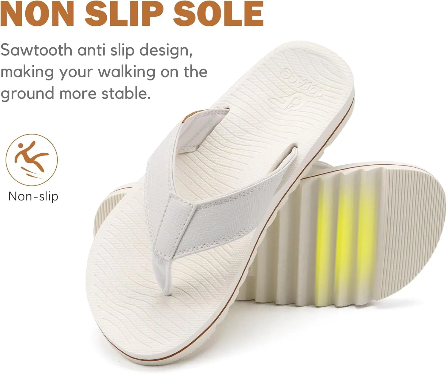 COFACE Flip Flops for Men with Arch Support Mens Sport Beach Thong-Sandals Outdoor 2025 Summer Leather Sandal for Man