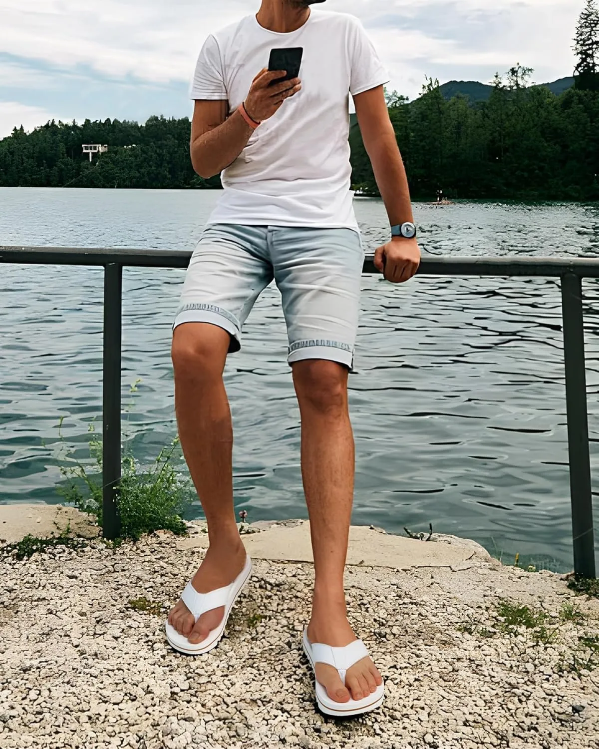 COFACE Flip Flops for Men with Arch Support Mens Sport Beach Thong-Sandals Outdoor 2025 Summer Leather Sandal for Man
