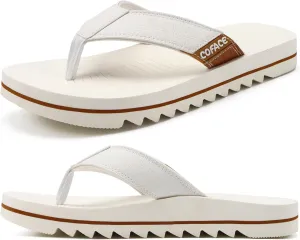 COFACE Flip Flops for Men with Arch Support Mens Sport Beach Thong-Sandals Outdoor 2025 Summer Leather Sandal for Man