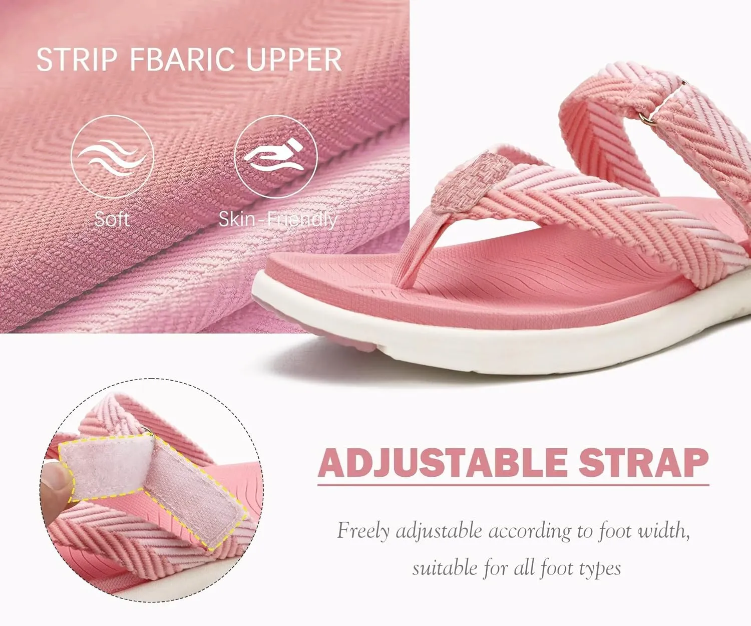 COFACE Womens Trendy Orthotic Flip Flops Lightweight Yoga Mat Thick Cushion Walking Thong Sandals Adjustable Slip On Slippers With Comfortable Plantar Fasciitis Arch Support
