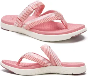 COFACE Womens Trendy Orthotic Flip Flops Lightweight Yoga Mat Thick Cushion Walking Thong Sandals Adjustable Slip On Slippers With Comfortable Plantar Fasciitis Arch Support
