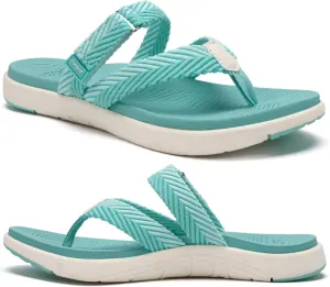 COFACE Womens Trendy Orthotic Flip Flops Lightweight Yoga Mat Thick Cushion Walking Thong Sandals Adjustable Slip On Slippers With Comfortable Plantar Fasciitis Arch Support