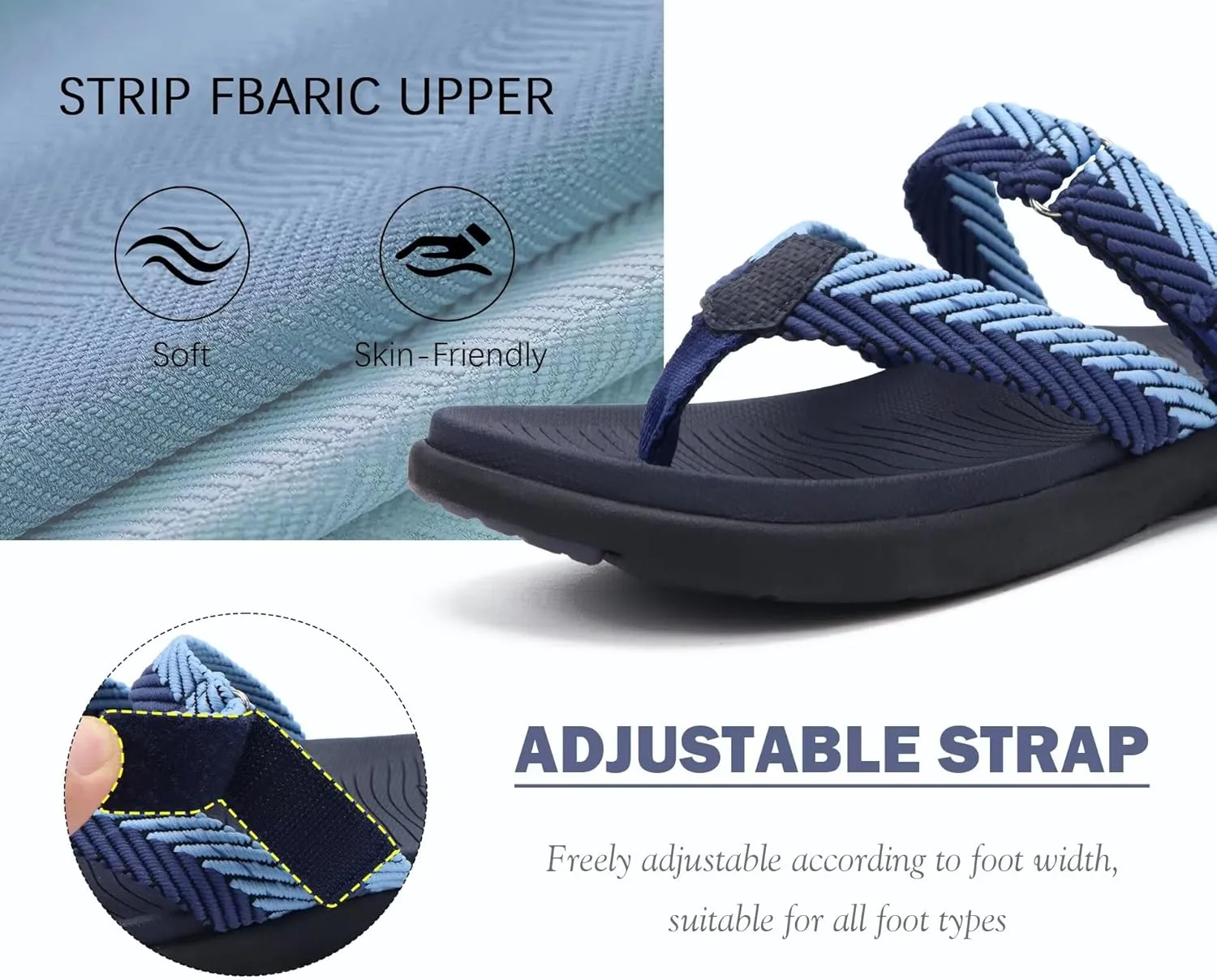 COFACE Womens Trendy Orthotic Flip Flops Lightweight Yoga Mat Thick Cushion Walking Thong Sandals Adjustable Slip On Slippers With Comfortable Plantar Fasciitis Arch Support