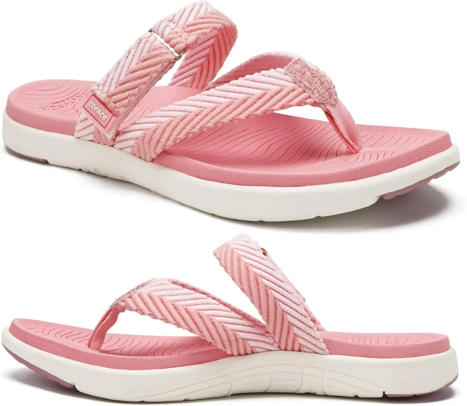 COFACE Womens Trendy Orthotic Flip Flops Lightweight Yoga Mat Thick Cushion Walking Thong Sandals Adjustable Slip On Slippers With Comfortable Plantar Fasciitis Arch Support