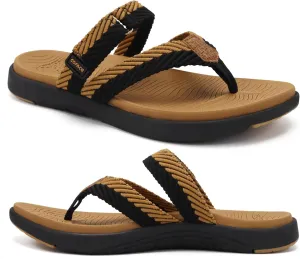 COFACE Womens Trendy Orthotic Flip Flops Lightweight Yoga Mat Thick Cushion Walking Thong Sandals Adjustable Slip On Slippers With Comfortable Plantar Fasciitis Arch Support