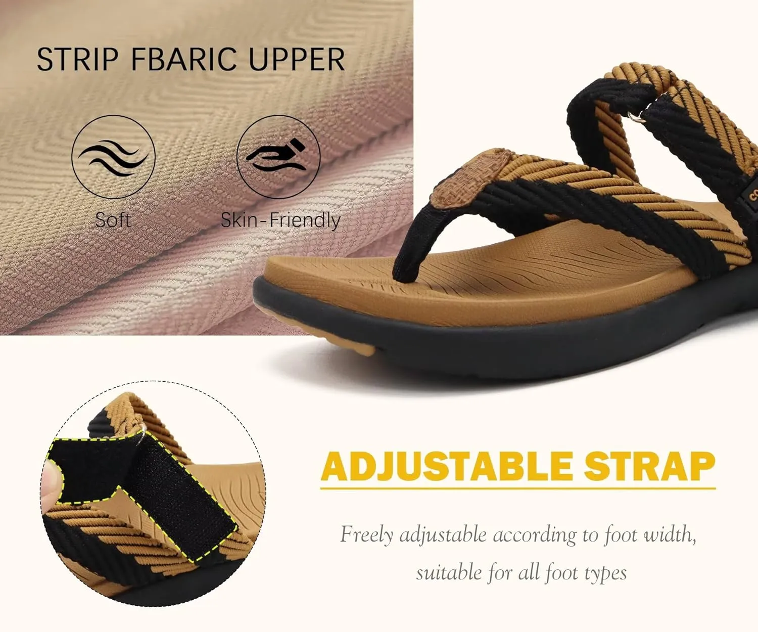 COFACE Womens Trendy Orthotic Flip Flops Lightweight Yoga Mat Thick Cushion Walking Thong Sandals Adjustable Slip On Slippers With Comfortable Plantar Fasciitis Arch Support