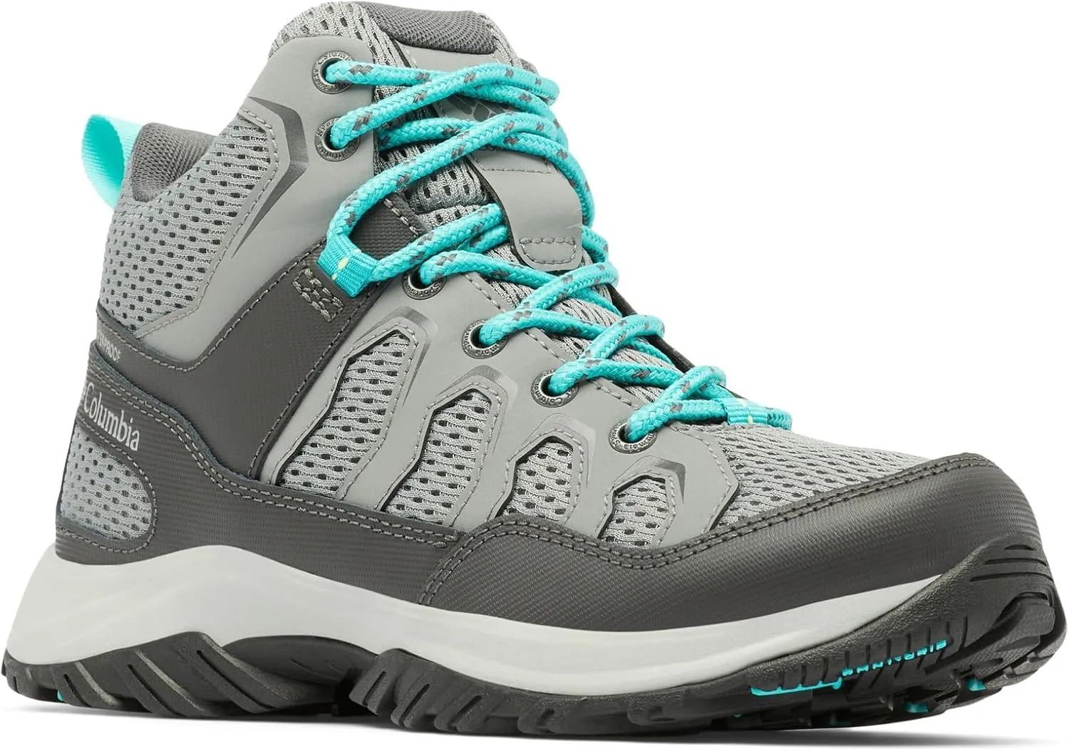 Columbia Womens Granite Trail Mid Waterproof, Titanium Grey Steel/Bright Aqua, 7