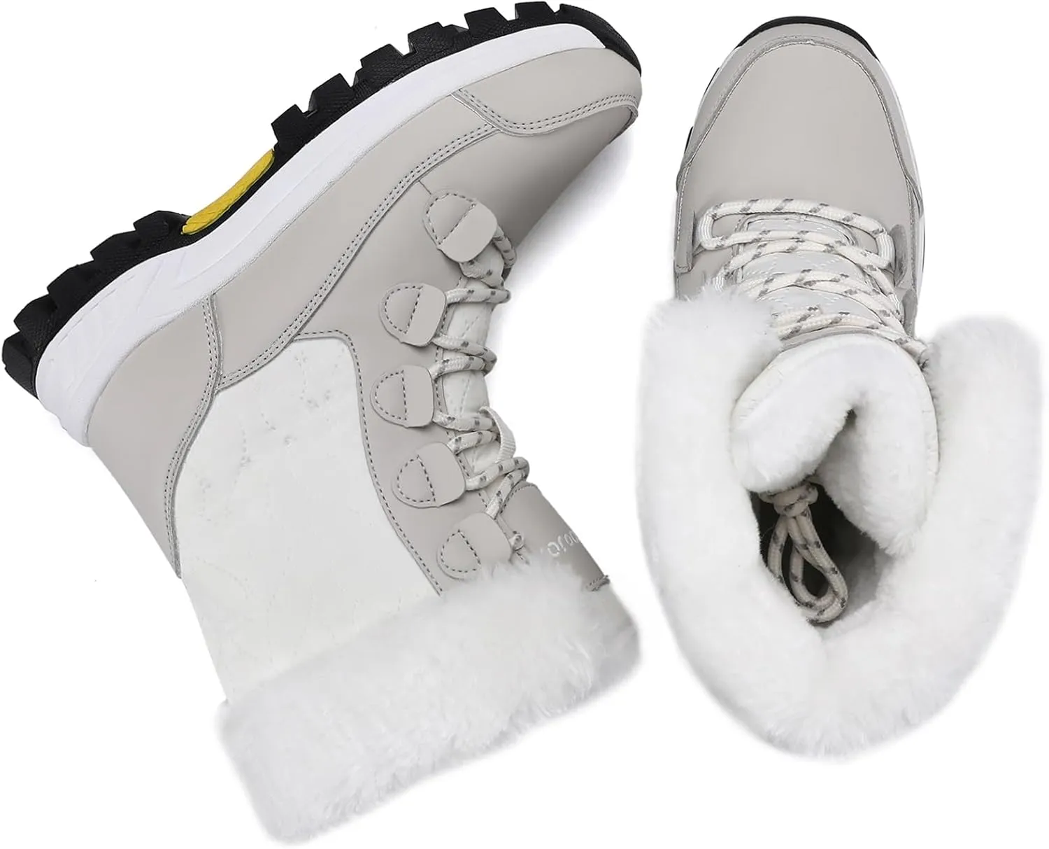 COOJOY Womens Winter Snow Boots Waterproof Shoes Walking Comfortable Hiking Tennis Booties Furry Mid Calf Warm Lightweight