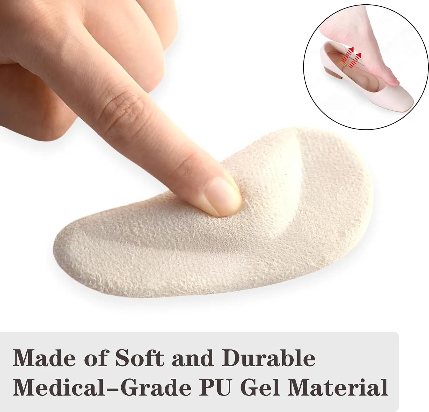 Correct-Position Gel Arch Support Insoles: Plantar Fasciitis & Flat Feet Relief, Adhesive Foot Pads for Pressure-Free Comfort- 6 Pairs (Clear*2 Beige*2 Black*2)