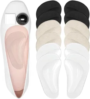 Correct-Position Gel Arch Support Insoles: Plantar Fasciitis & Flat Feet Relief, Adhesive Foot Pads for Pressure-Free Comfort- 6 Pairs (Clear*2 Beige*2 Black*2)