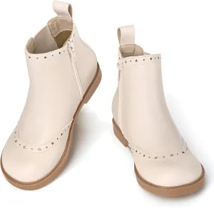 Coutgo Girls Chelsea Ankle Boots Side Zipper Comfortable Combat Dress Booties for Toddler/Little Kid/Big Kids