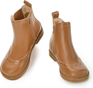 Coutgo Girls Chelsea Ankle Boots Side Zipper Comfortable Combat Dress Booties for Toddler/Little Kid/Big Kids