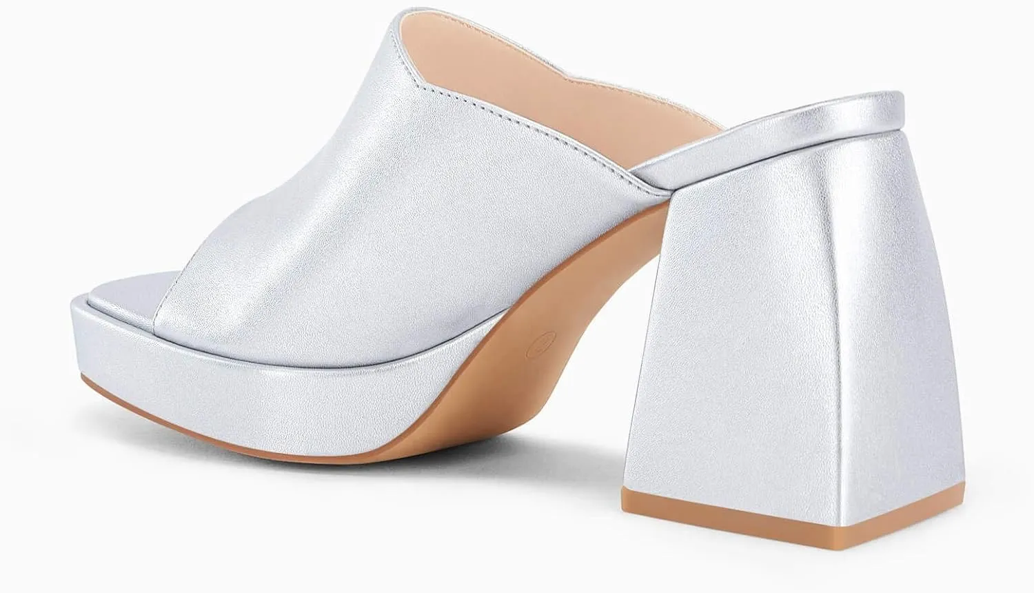 Coutgo Womens Chunky Platform Mules Sandals Slip On Block Heels Square Toe High Heeled Dress Shoes