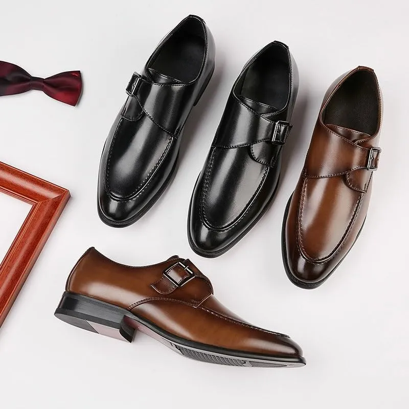 CSCDD Men's British-Style Buckle Business Leather Shoes Formal Single Shoes Office Professional Low-top Rubber Sole Non-Slip Wear-Resistant