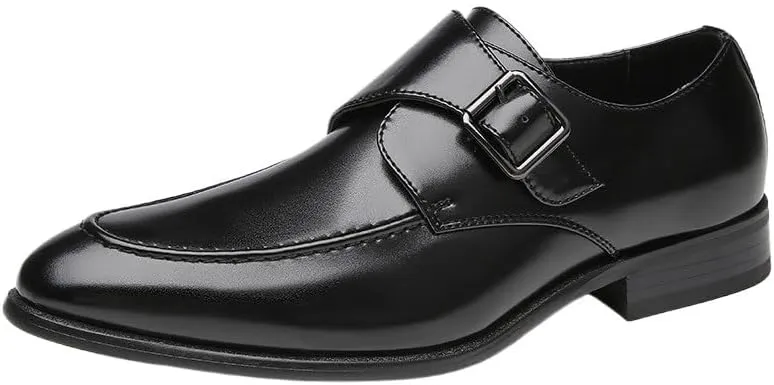 CSCDD Men's British-Style Buckle Business Leather Shoes Formal Single Shoes Office Professional Low-top Rubber Sole Non-Slip Wear-Resistant