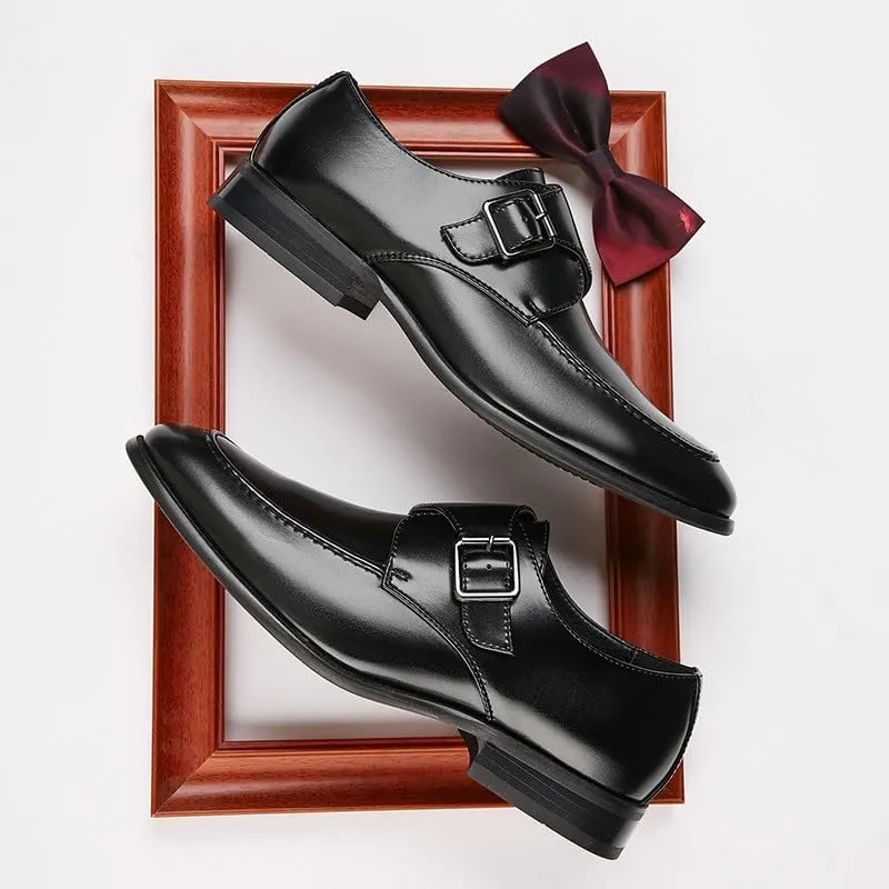 CSCDD Men's British-Style Buckle Business Leather Shoes Formal Single Shoes Office Professional Low-top Rubber Sole Non-Slip Wear-Resistant