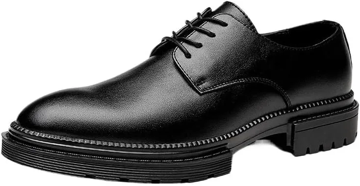 CSCDD Men's Casual Business Soft Sole Formal British Thick Sole Round Strap Design Suitable for Daily Travel Breathable Versatile Comfortable and Wear-Resistant