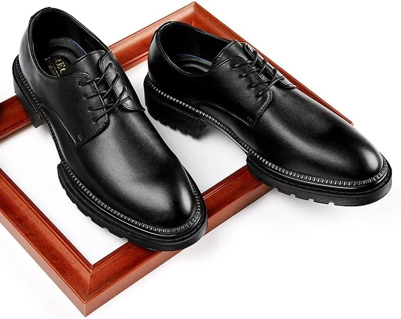 CSCDD Men's Casual Business Soft Sole Formal British Thick Sole Round Strap Design Suitable for Daily Travel Breathable Versatile Comfortable and Wear-Resistant
