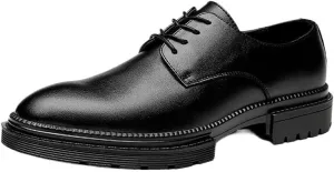 CSCDD Men's Casual Business Soft Sole Formal British Thick Sole Round Strap Design Suitable for Daily Travel Breathable Versatile Comfortable and Wear-Resistant