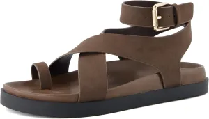 CUSHIONAIRE Women's Entry ankle wrap footbed sandal with  Comfort, Wide Widths Available