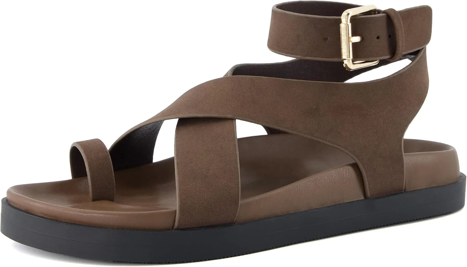 CUSHIONAIRE Women's Entry ankle wrap footbed sandal with  Comfort, Wide Widths Available