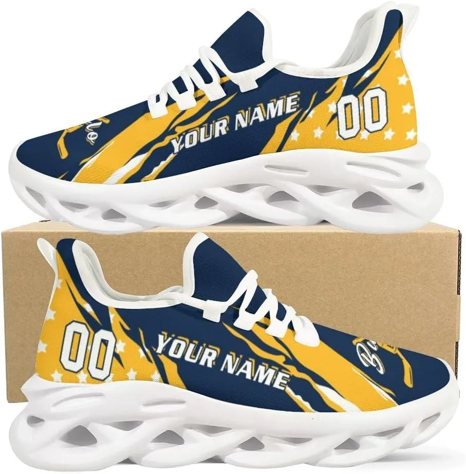 Custom Hockey Sneakers Personalized Breathable Fans Gifts Add Name & Number Workout Athletic Gym Slip-on Shoes for Men Women