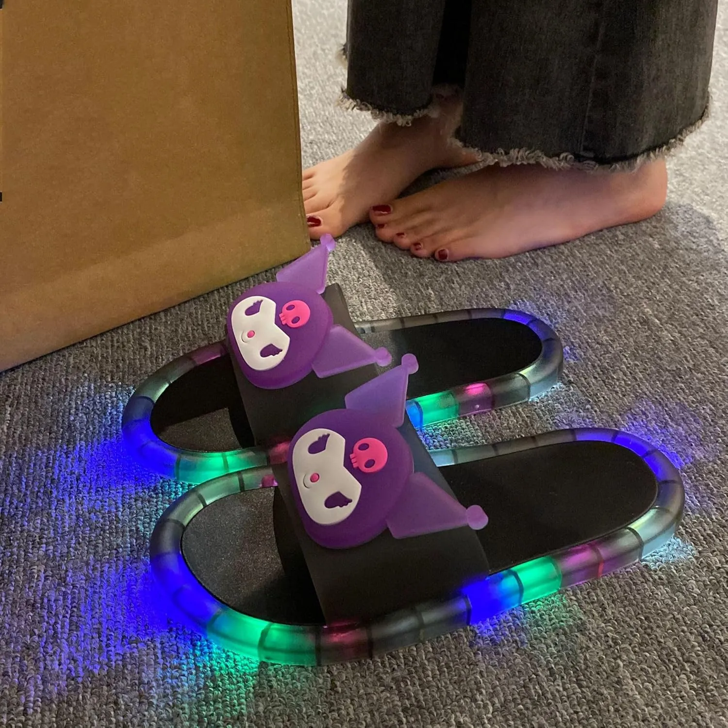 Cute Slipper for Women Men Light-Up Sandals Non-Slip Colored House Slippers for Easter Graduation Family Party