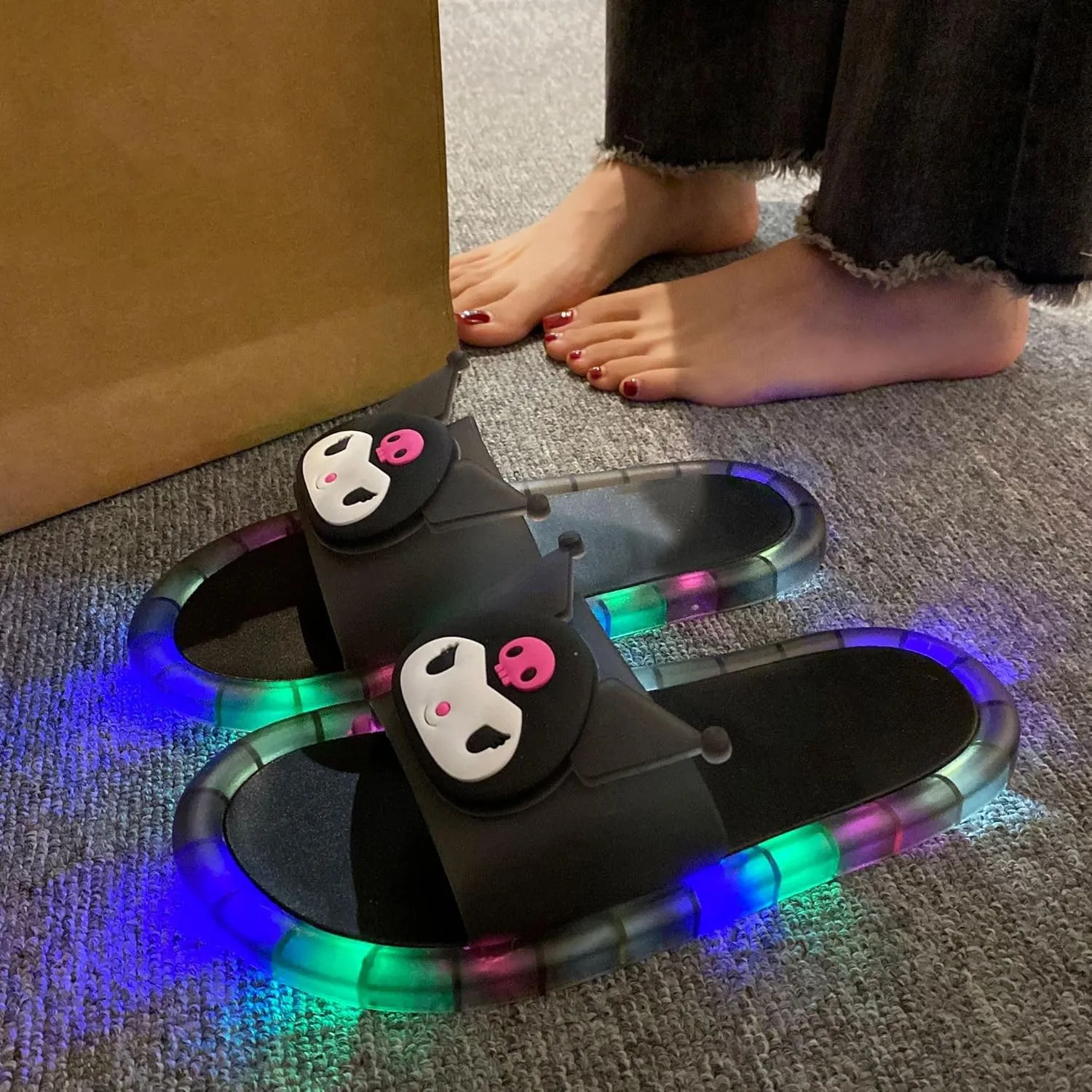 Cute Slipper for Women Men Light-Up Sandals Non-Slip Colored House Slippers for Easter Graduation Family Party