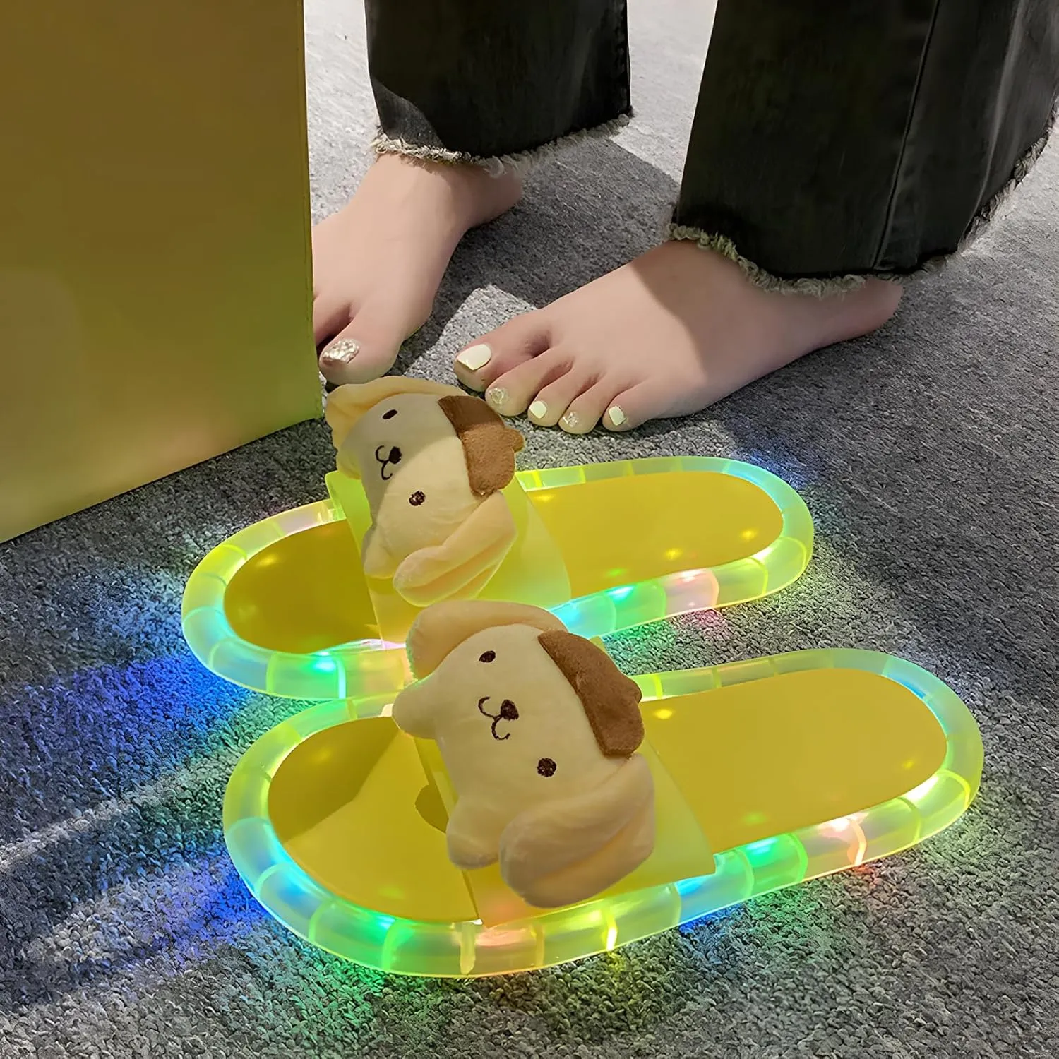 Cute Slipper for Women Men Light-Up Sandals Non-Slip Colored House Slippers for Easter Graduation Family Party