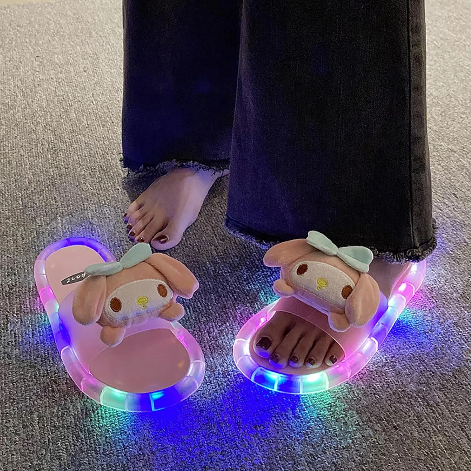 Cute Slipper for Women Men Light-Up Sandals Non-Slip Colored House Slippers for Easter Graduation Family Party