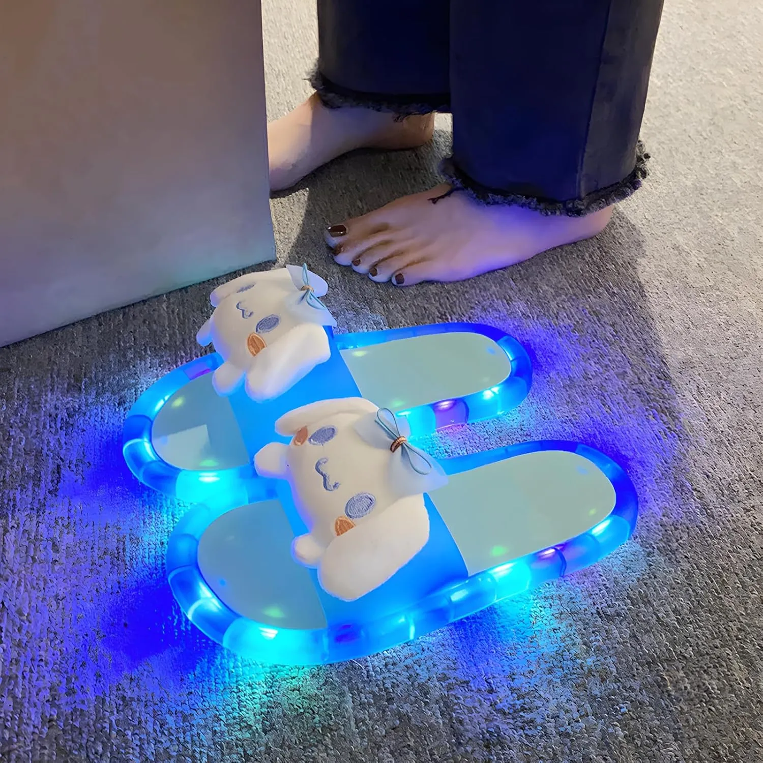 Cute Slipper for Women Men Light-Up Sandals Non-Slip Colored House Slippers for Easter Graduation Family Party