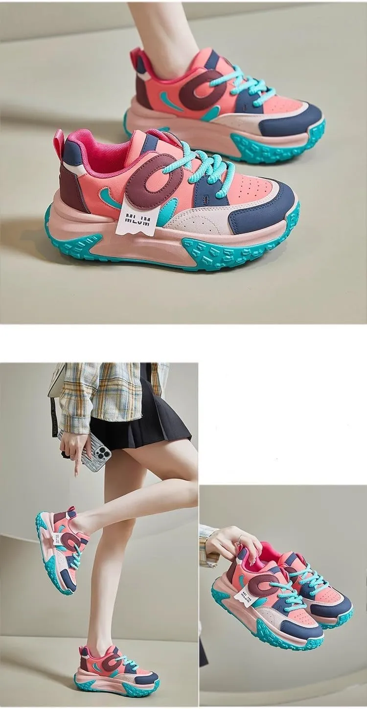 Cute Sneakers for Women Stylish Chunky Dad Shoes All-Season Fresh Colored Trainers for Trendsetters