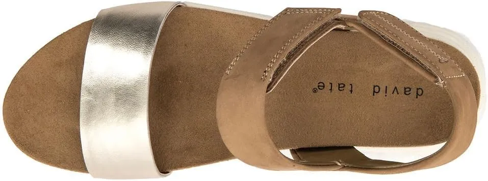 David Tate Womens Goodie Metallic Leather Slingback Sandals