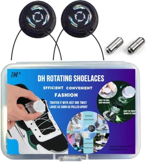 DH Knob style Automatic Buckle No tie Laces,Lock Shoe Lace Tieless No tie shoelaces,Sneaker Laces One Size Fit All Unisex