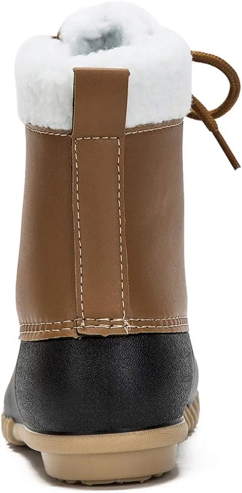 DKSUKO Women's Lace UP Two-Tone Snow Rain Duck Boots