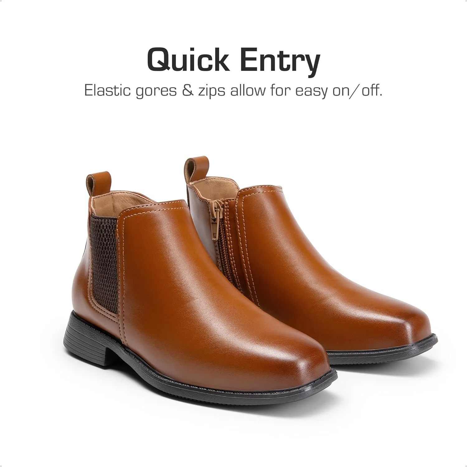 DREAM PAIRS Boys Chelsea Boots Side Zipper Classic Dress Boots for Kids