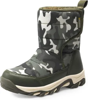DREAM PAIRS Boys Girls Snow Boots Waterproof Hook and Loop Mid Calf Faux Fur Lining Winter Shoes for Little/Big Kids
