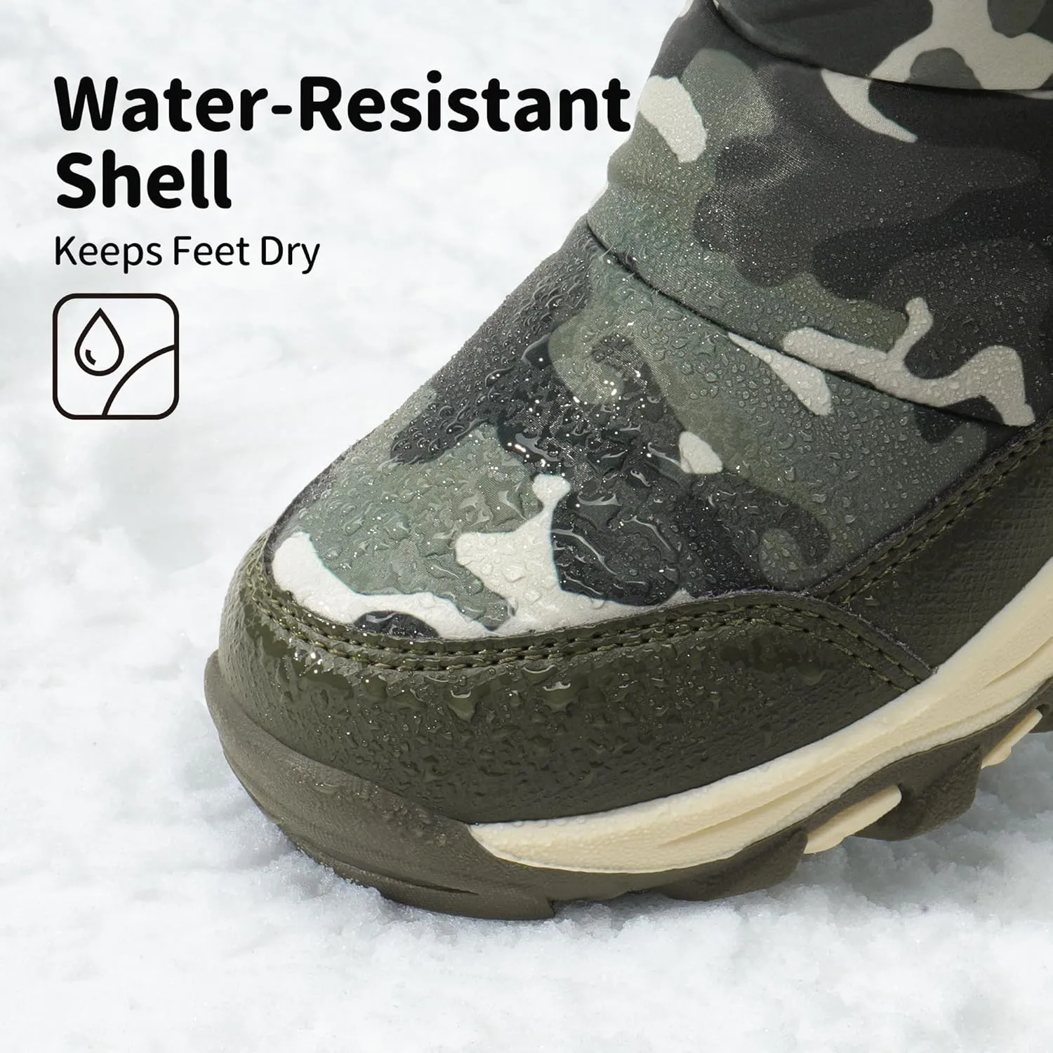 DREAM PAIRS Boys Girls Snow Boots Waterproof Hook and Loop Mid Calf Faux Fur Lining Winter Shoes for Little/Big Kids