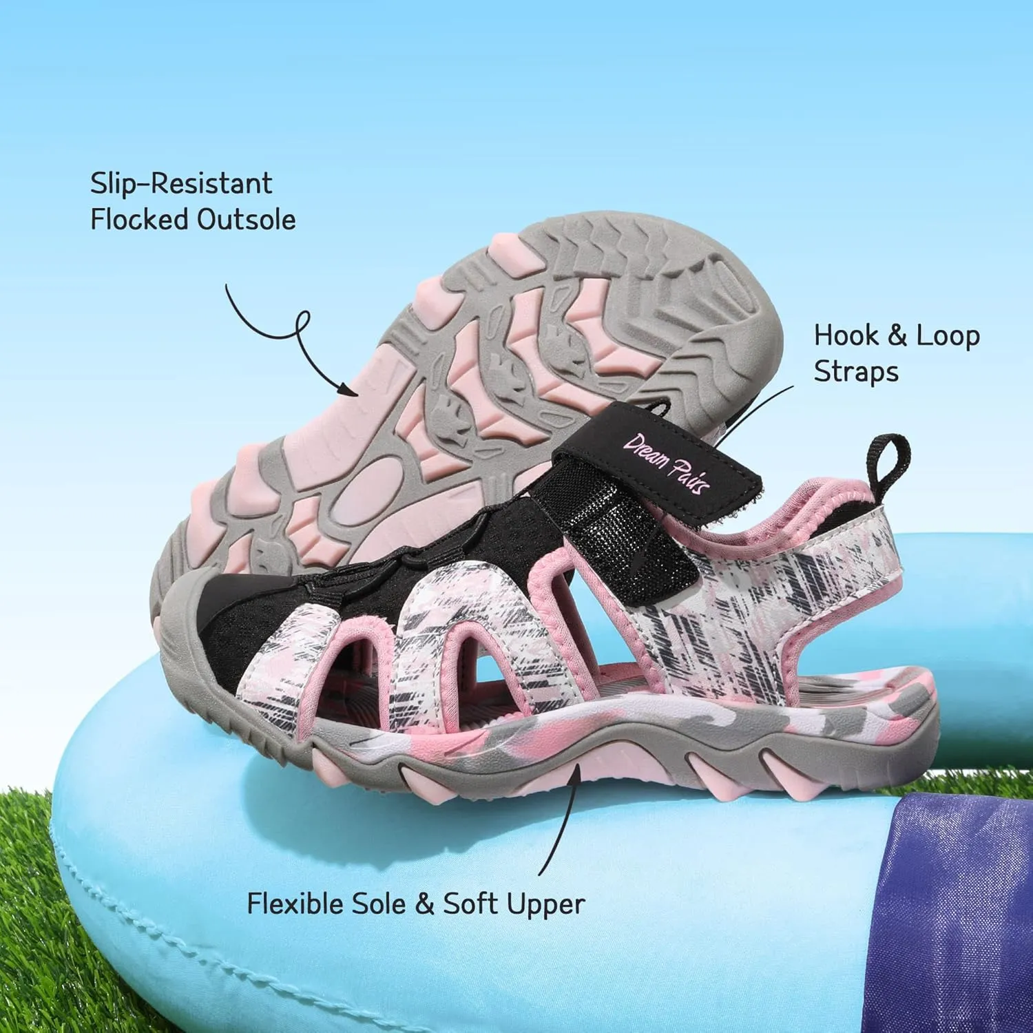 DREAM PAIRS Boys Girls Summer Outdoor Athletic Sport Sandals for Little/Big Kid