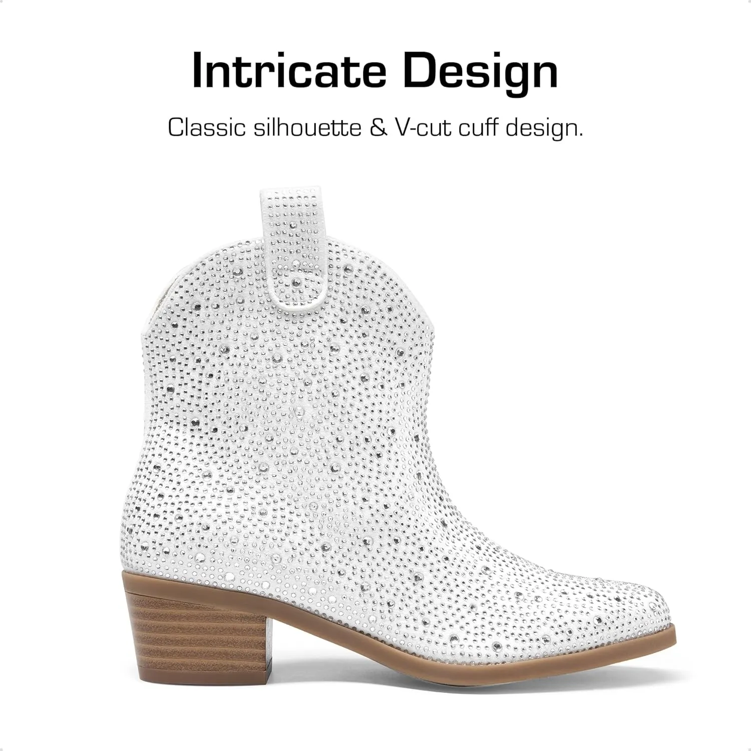 DREAM PAIRS Girls Cowgirl Cowboy Rhinestone Boots Ankle Low Heel Dress Booties