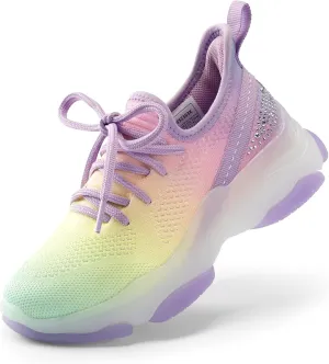DREAM PAIRS Girls Slip-On Sneakers Kids Sparkle Pop Lightweight Jelly Sole Walking Shoes