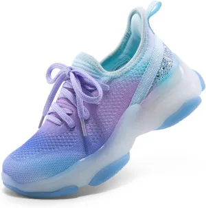 DREAM PAIRS Girls Slip-On Sneakers Kids Sparkle Pop Lightweight Jelly Sole Walking Shoes