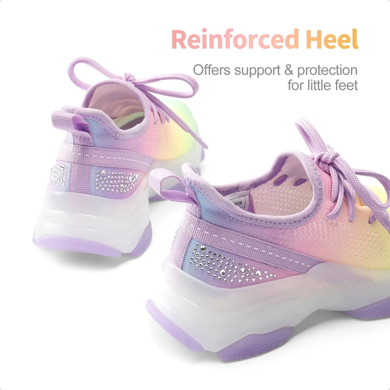 DREAM PAIRS Girls Slip-On Sneakers Kids Sparkle Pop Lightweight Jelly Sole Walking Shoes