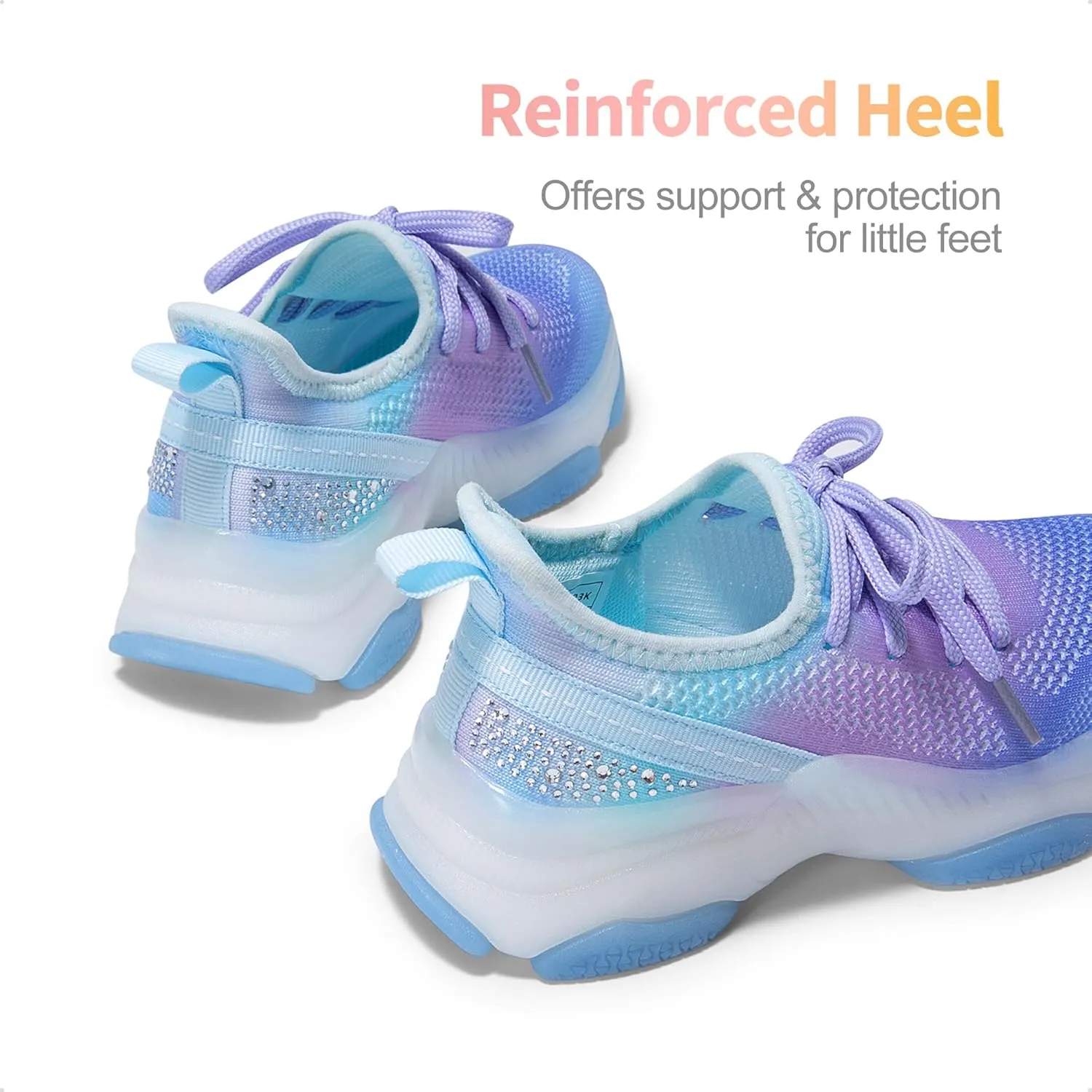 DREAM PAIRS Girls Slip-On Sneakers Kids Sparkle Pop Lightweight Jelly Sole Walking Shoes