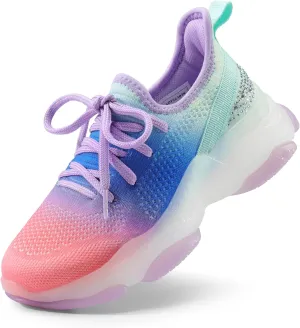 DREAM PAIRS Girls Slip-On Sneakers Kids Sparkle Pop Lightweight Jelly Sole Walking Shoes