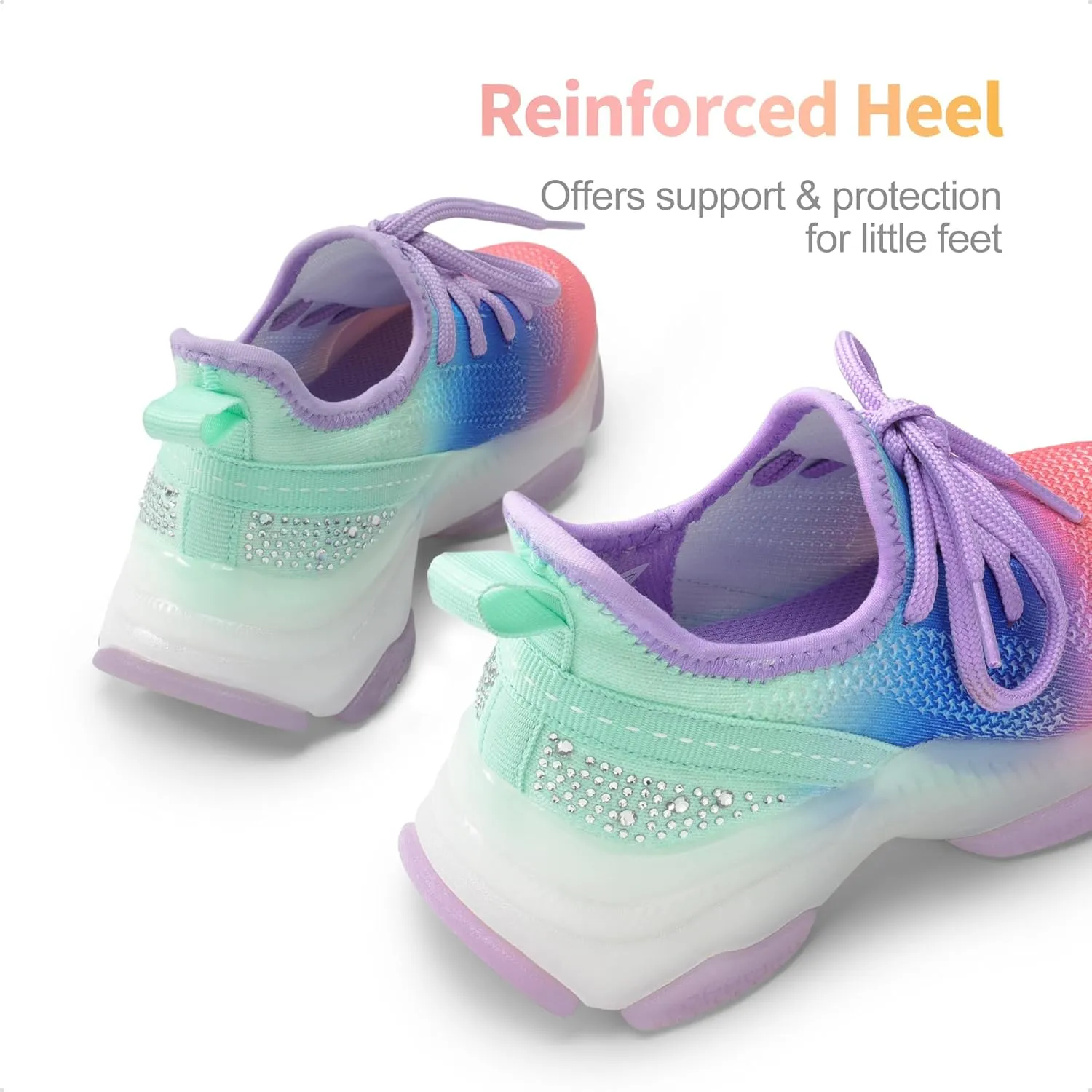 DREAM PAIRS Girls Slip-On Sneakers Kids Sparkle Pop Lightweight Jelly Sole Walking Shoes