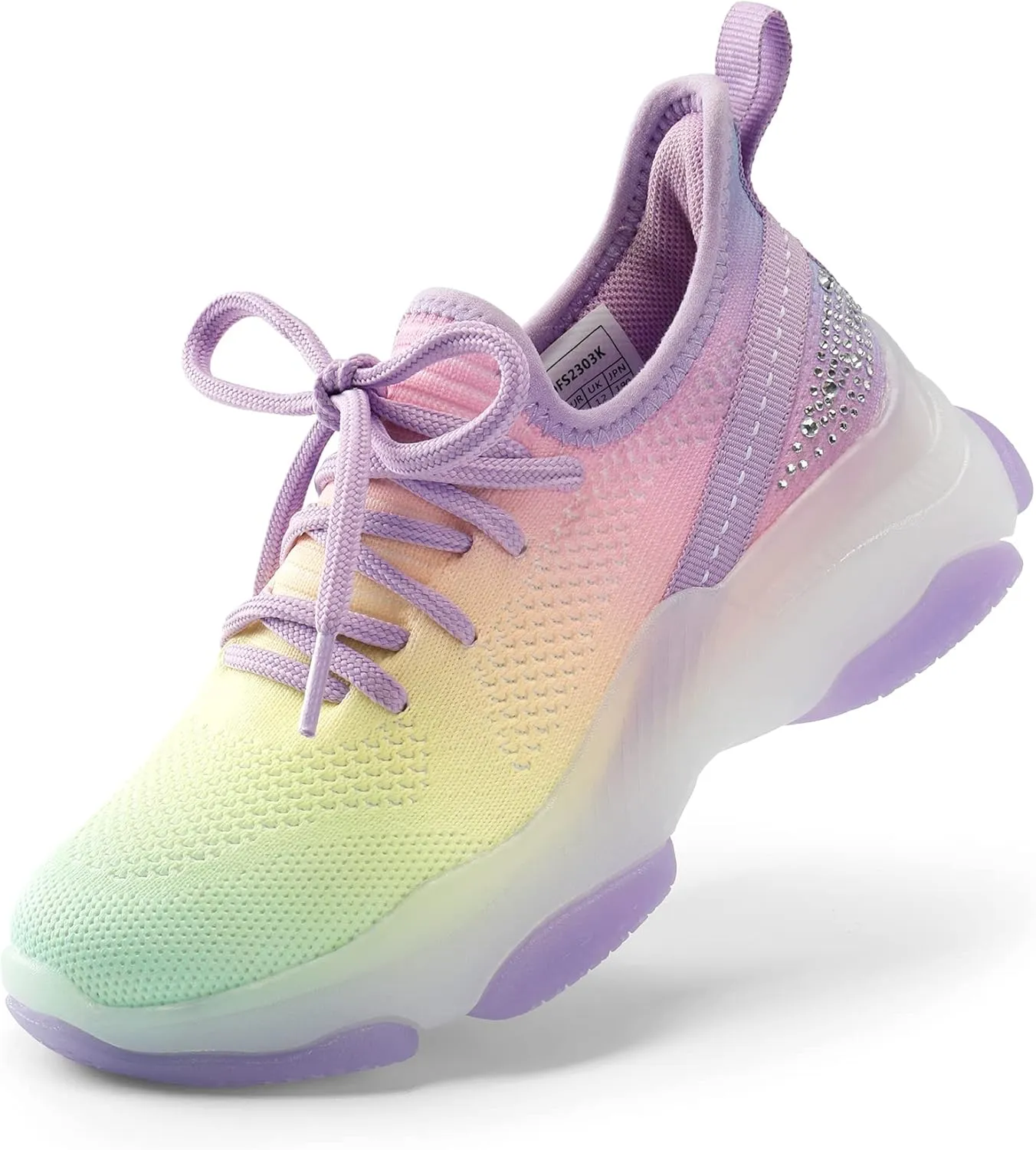 DREAM PAIRS Girls Slip-On Sneakers Kids Sparkle Pop Lightweight Jelly Sole Walking Shoes