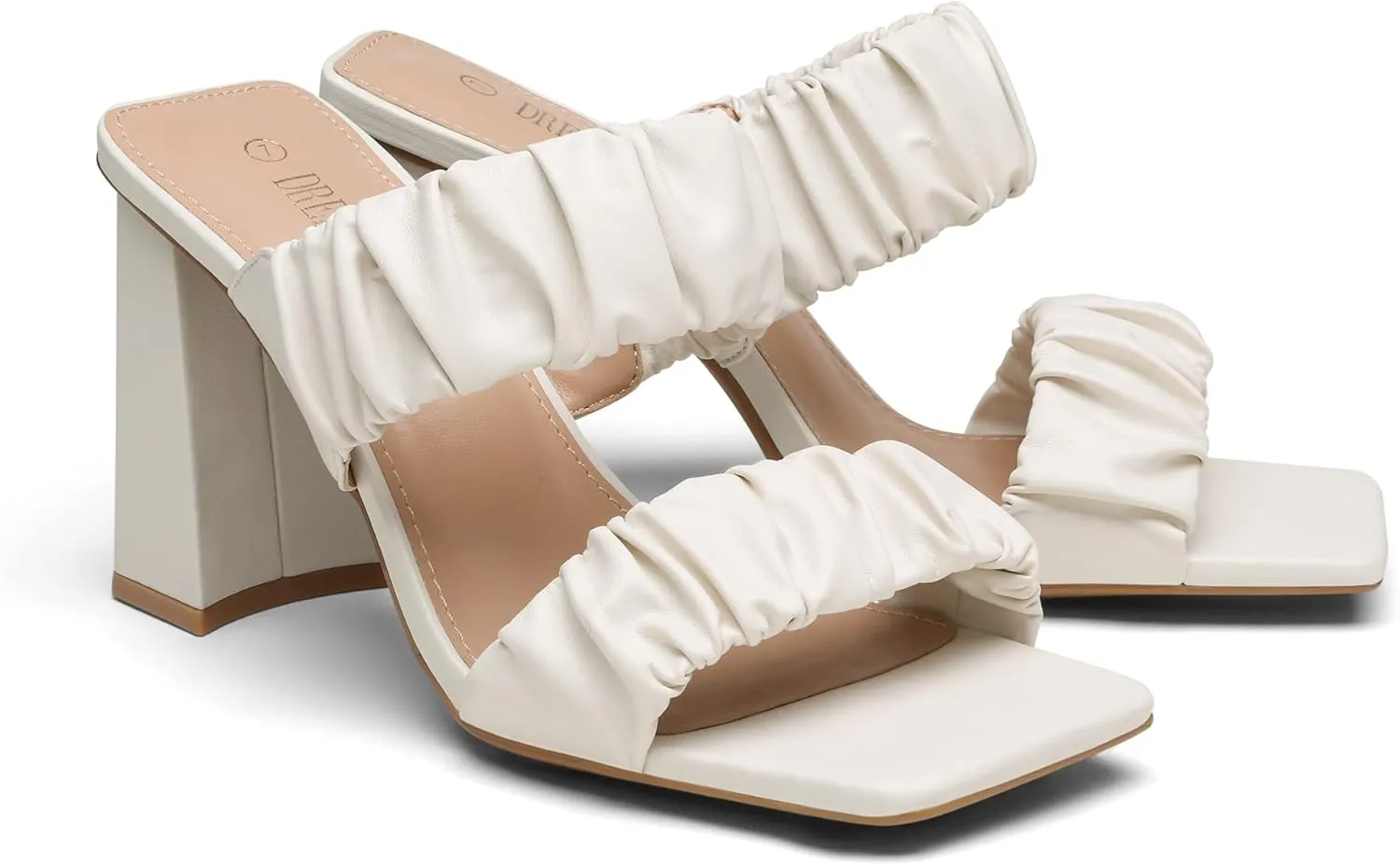 DREAM PAIRS High Heels Chunky Block Square Toe Heels for Women Slip On Mules Open-Toe Strap Pumps Sandals