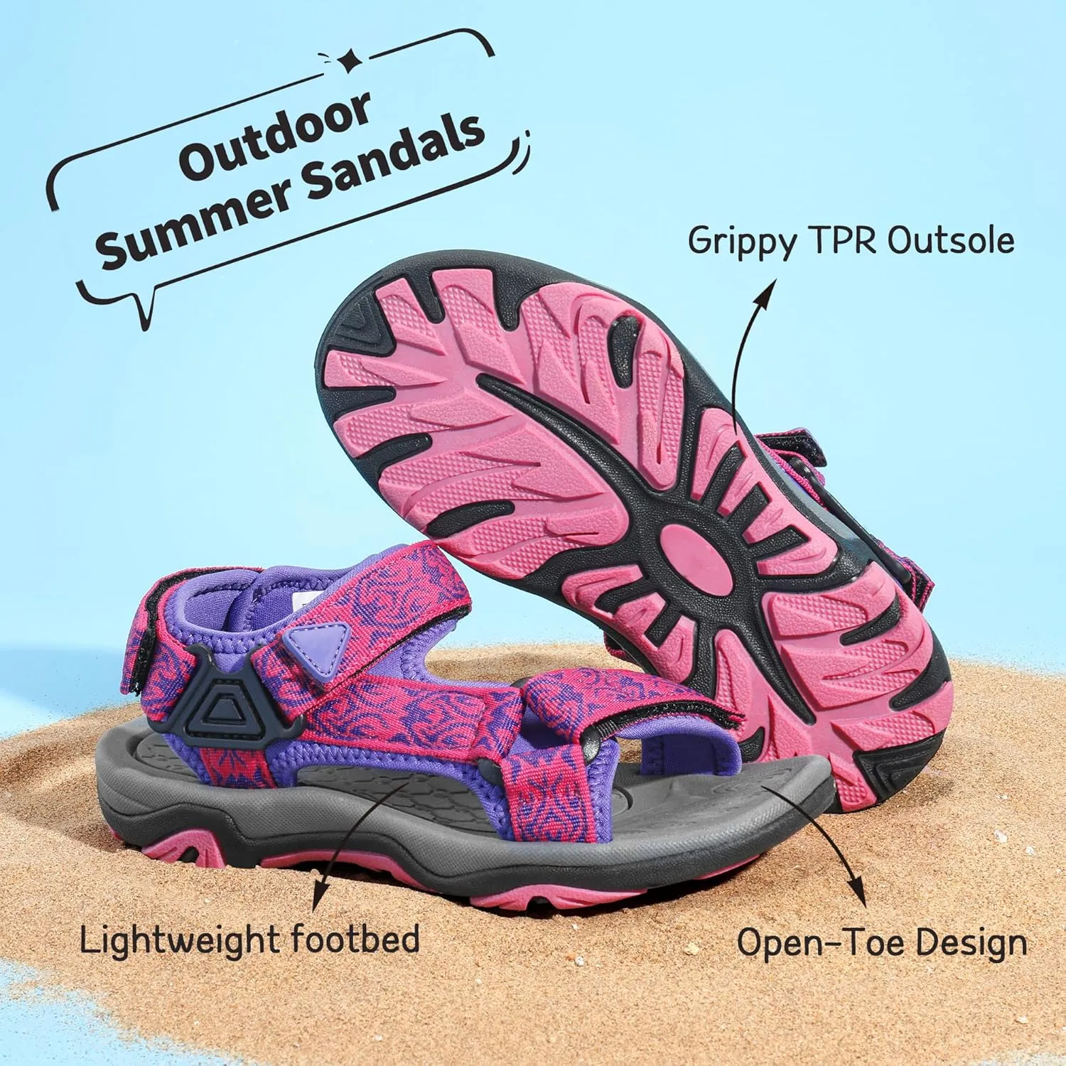 DREAM PAIRS Kids Adventurous Light-Weight Adjustable Straps Summer Sandals (Toddler/Little Kid/Big Kid)