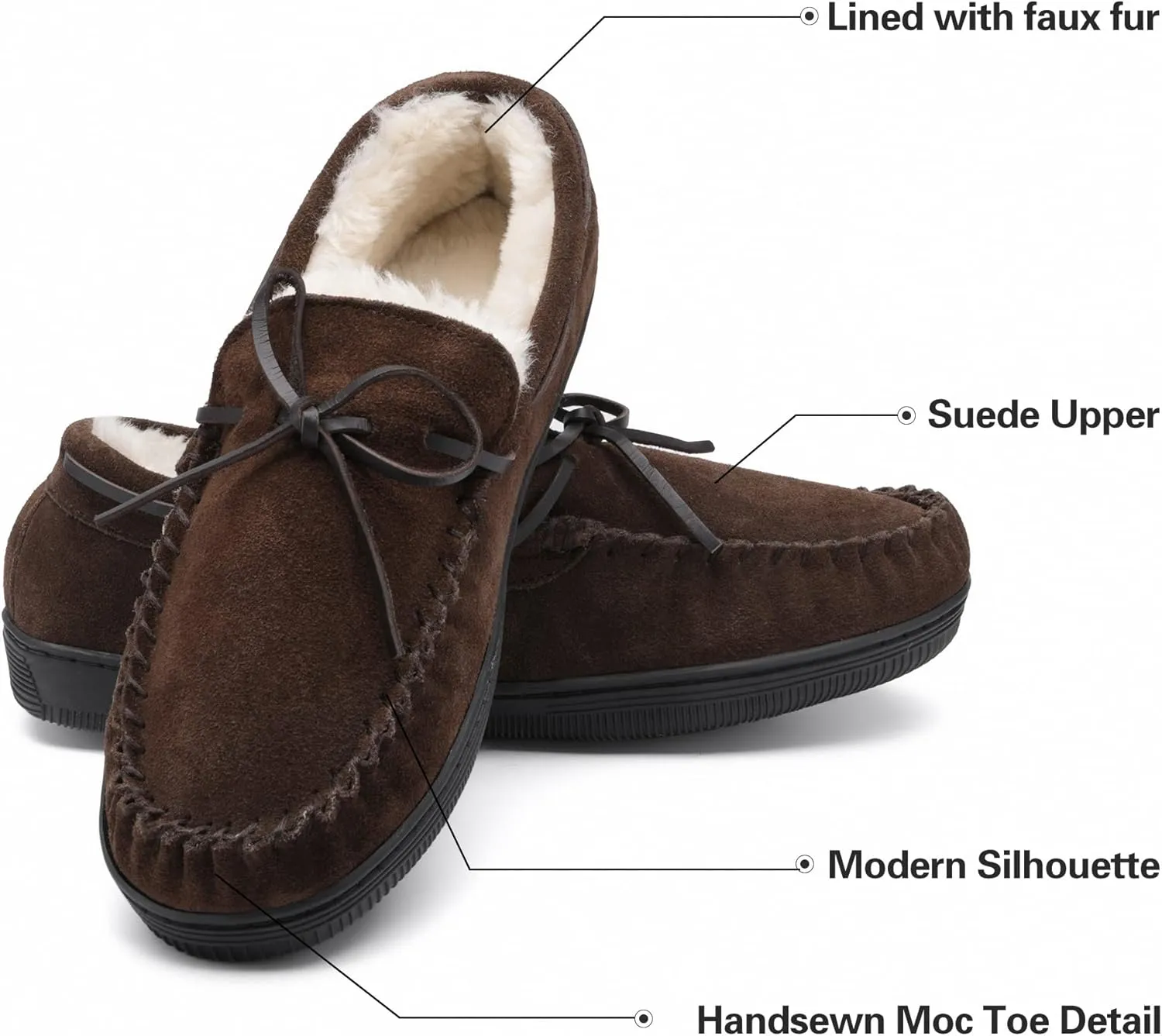 DREAM PAIRS Men's Moccasin Slippers Fuzzy Plush House Shoes Indoor Outdoor Fleece Lining Loafers
